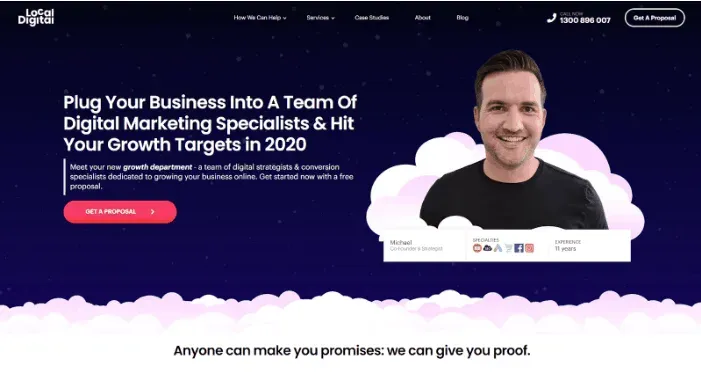 The Local Digital homepage headed Plug your business into a team of digital marketing specialists