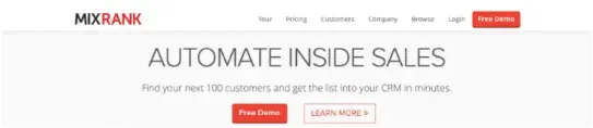 MixRank homepage headed Automate inside sales