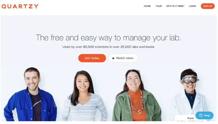 Quartzy homepage: the free and easy way to manage your lab