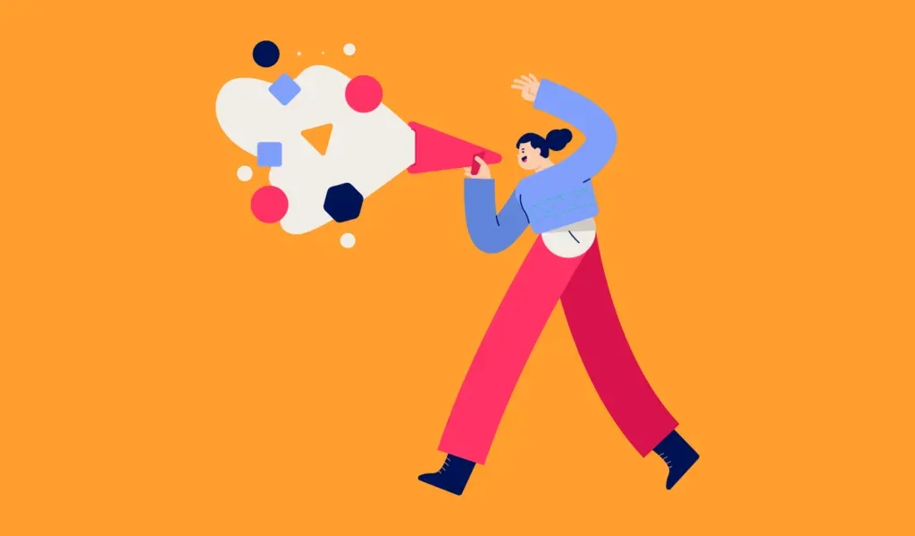 Illustration of someone broadcasting content with a megaphone, for the intent stage