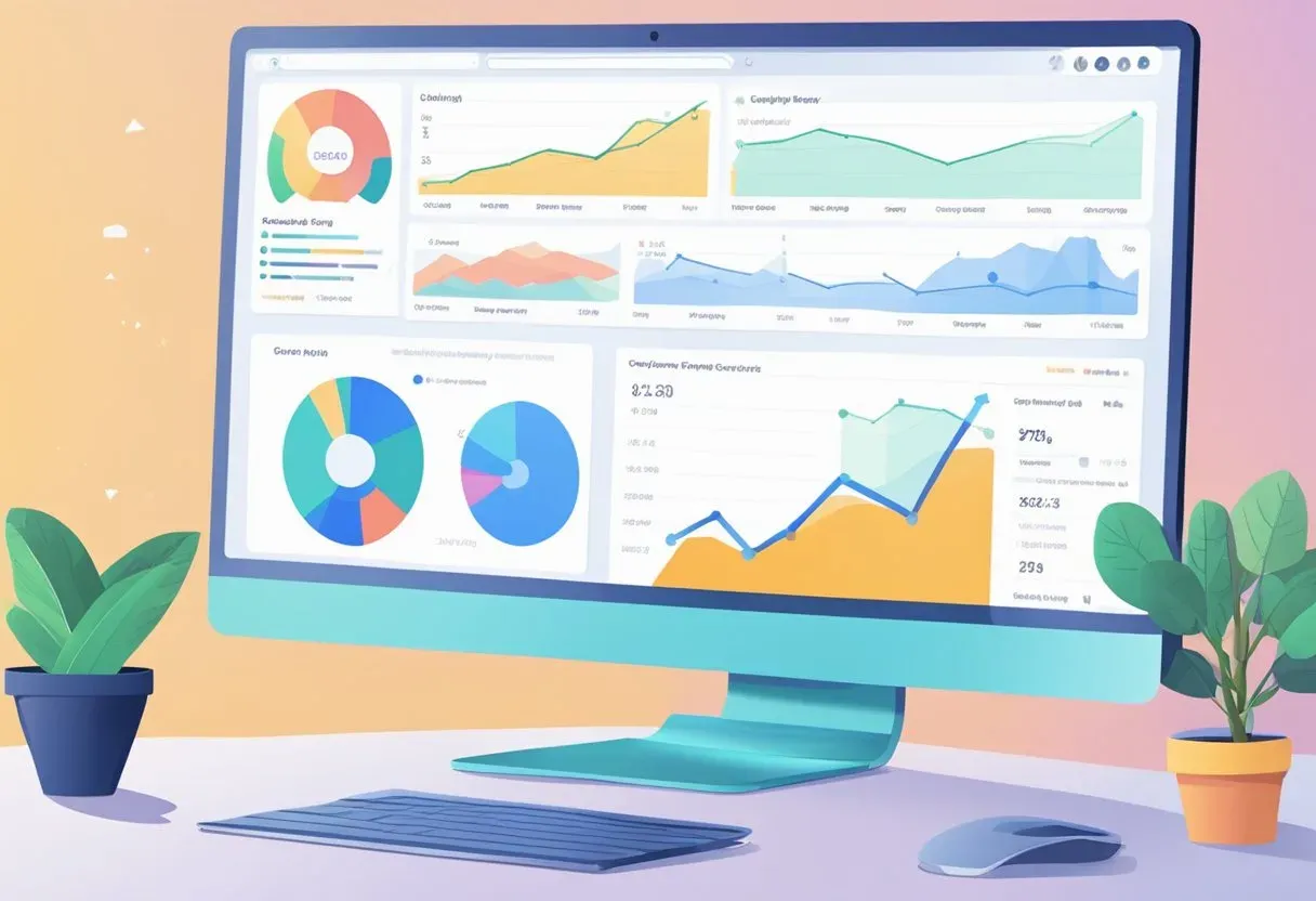 Illustration of a monitor showing rising organic traffic and sales