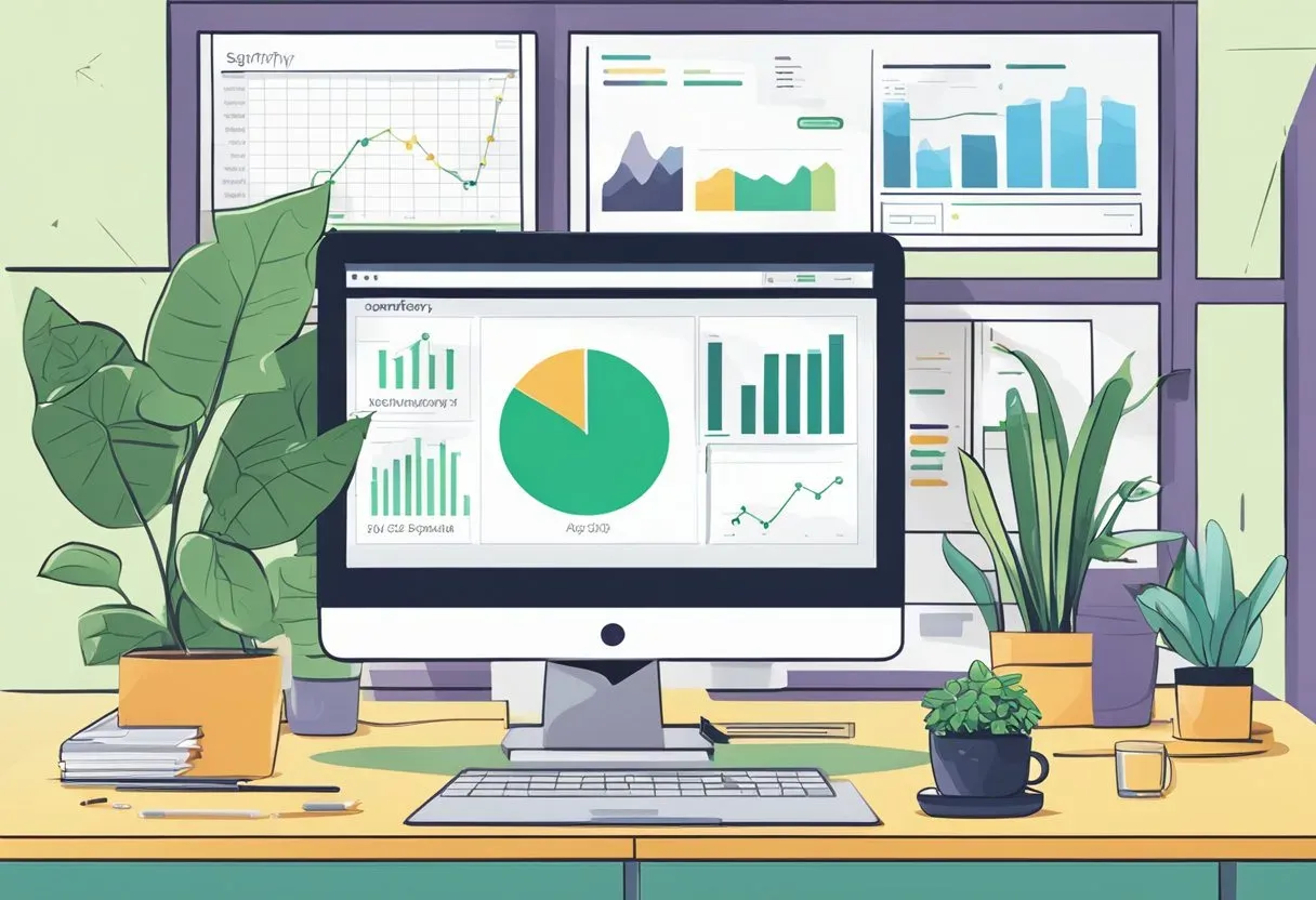 Illustration of an ecommerce analytics dashboard on a desktop