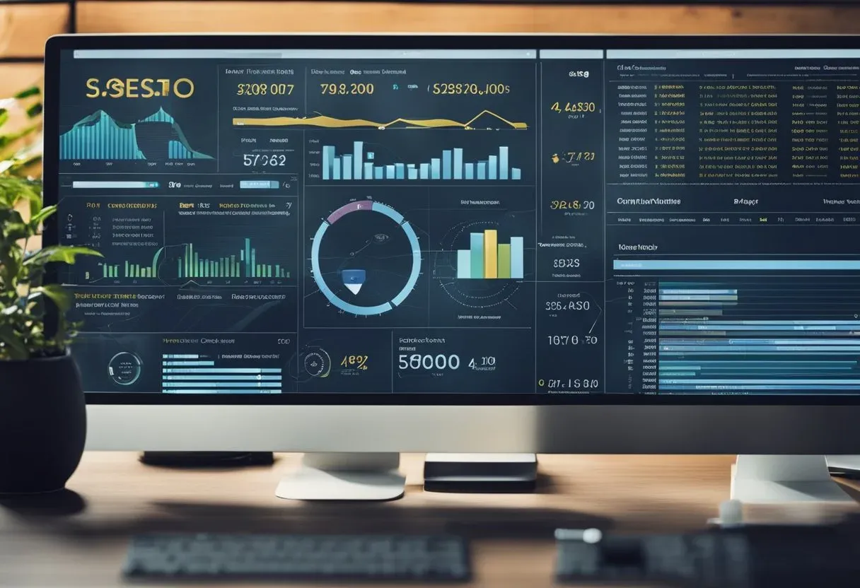A computer screen displaying various SEO tools and metrics, with links being built between different websites